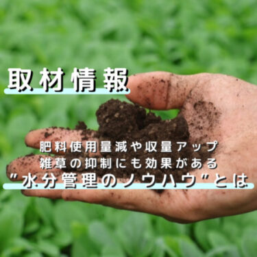 土作りと同じぐらい大切な「水分管理」。肥料使用量減や収量アップにも一役