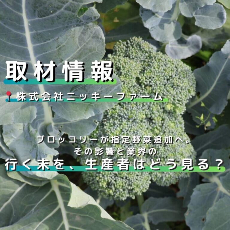 徳島県徳島市/株式会社ニッキーファーム ブロッコリーが指定野菜追加へ